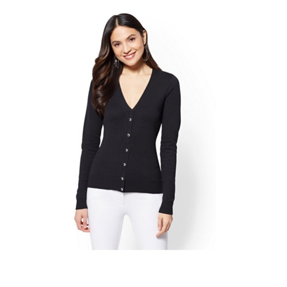 New York & Company Sweaters - 7TH AVENUE V-Neck Knit Cardigan Top